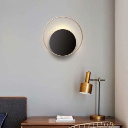 Aplique de pared de estilo moderno, circular, negro, lámpara creativa, iluminación de noche