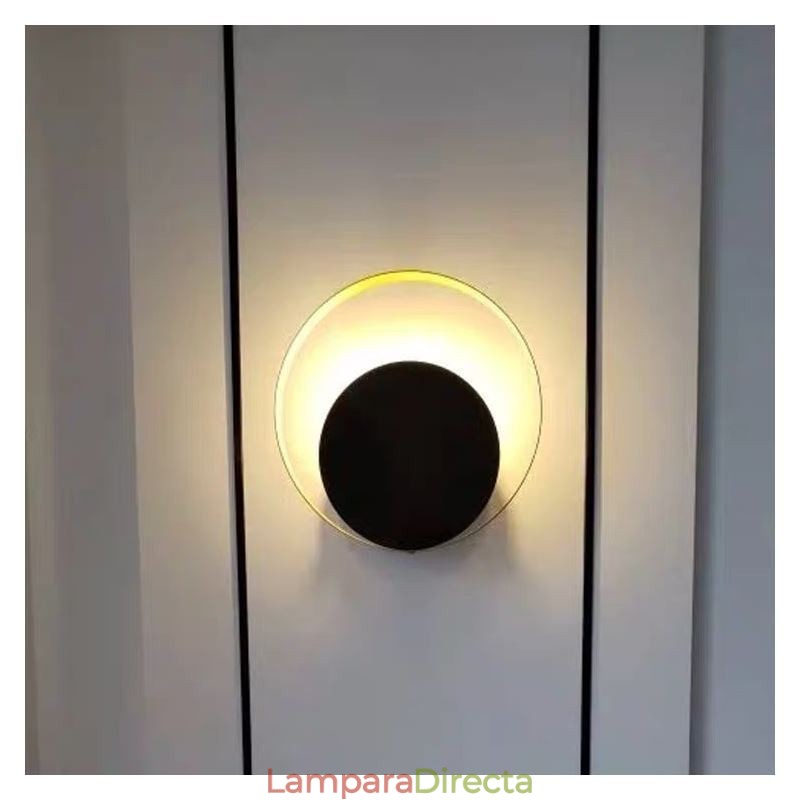 Aplique de pared de estilo moderno, circular, negro, lámpara creativa, iluminación de noche