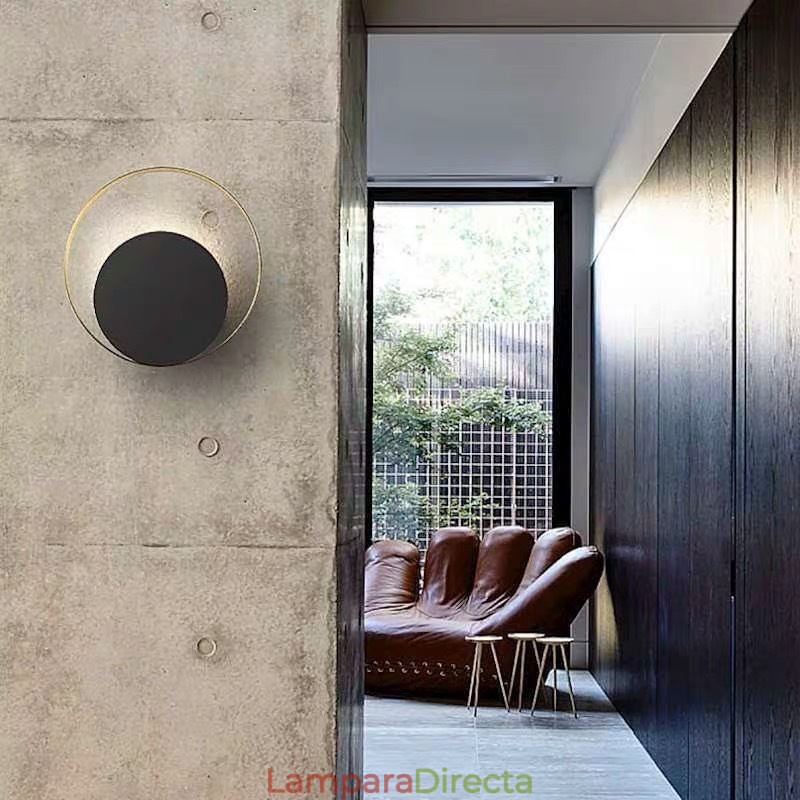 Aplique de pared de estilo moderno, circular, negro, lámpara creativa, iluminación de noche