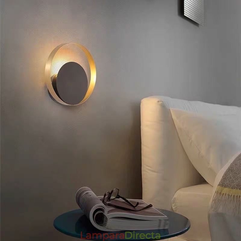 Aplique de pared de estilo moderno, circular, negro, lámpara creativa, iluminación de noche