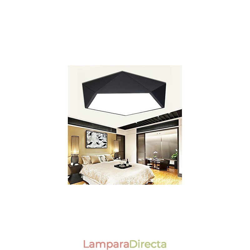 Lámpara de techo moderna con luz nocturna montada en color blanco cálido y blanco.