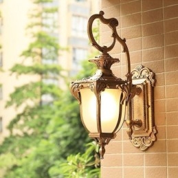 Lámpara de pared tallada impermeable para exteriores, estilo retro europeo, para patio y pasillo