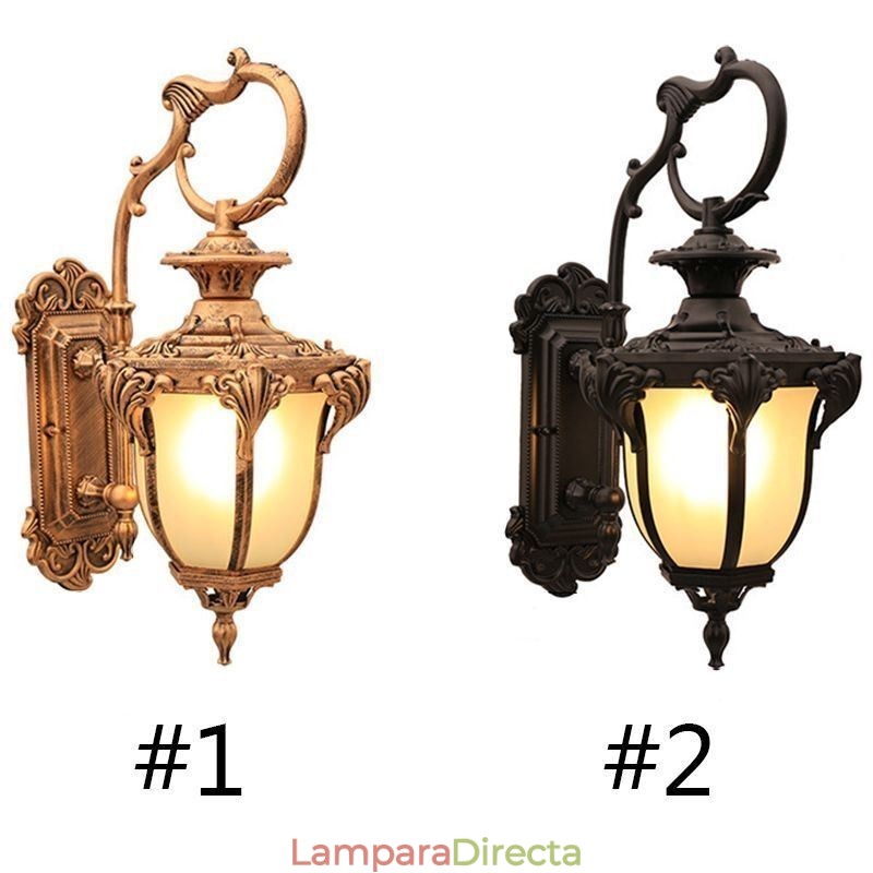 Lámpara de pared tallada impermeable para exteriores, estilo retro europeo, para patio y pasillo