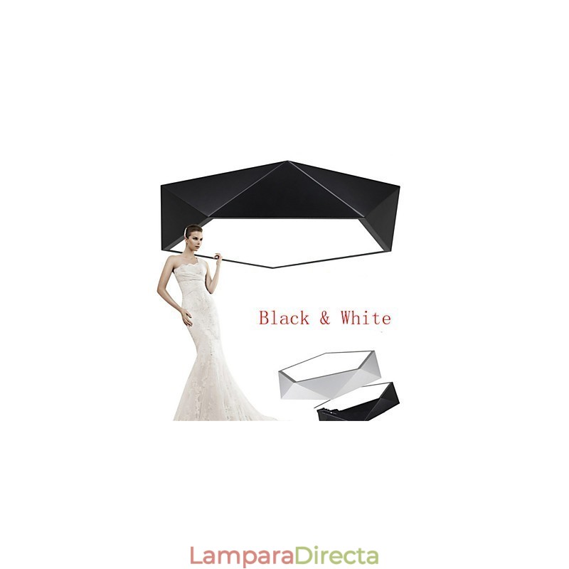 Lámpara de techo moderna con luz nocturna montada en color blanco cálido y blanco.