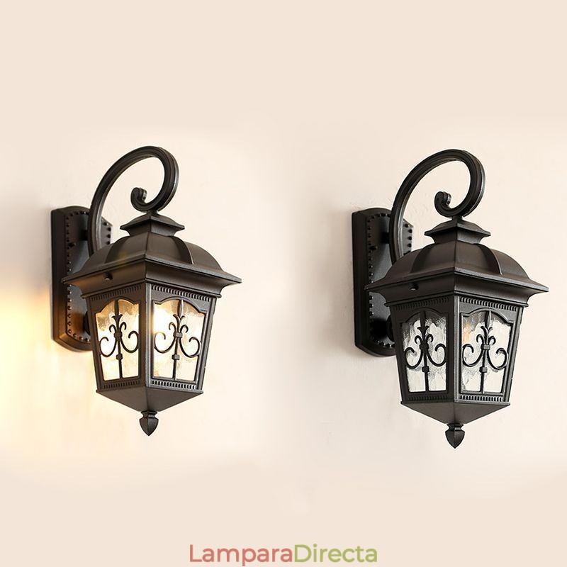 Aplique de pared europeo retro para exteriores, impermeable, con diseño de flecha y flores
