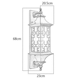 Aplique de pared chino para exteriores, lámpara de pared con rejilla impermeable para ventana