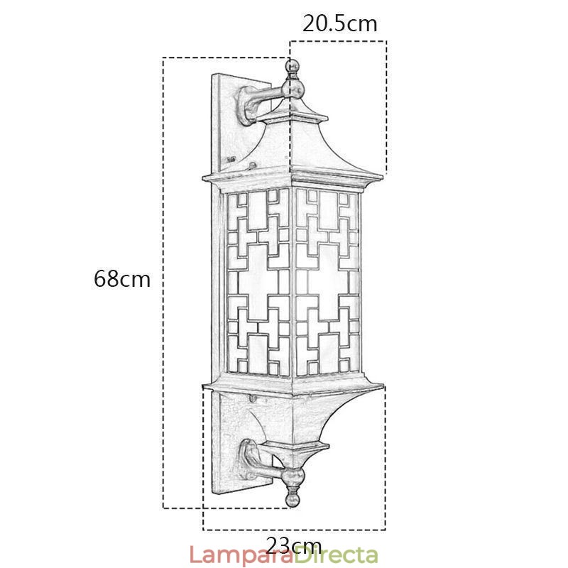 Aplique de pared chino para exteriores, lámpara de pared con rejilla impermeable para ventana