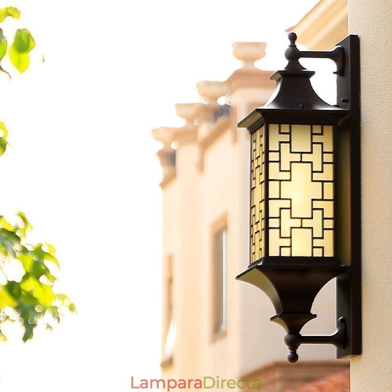 Aplique de pared chino para exteriores, lámpara de pared con rejilla impermeable para ventana