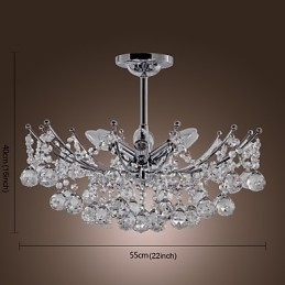 Lujosa lámpara colgante de cristal con 6 luces
