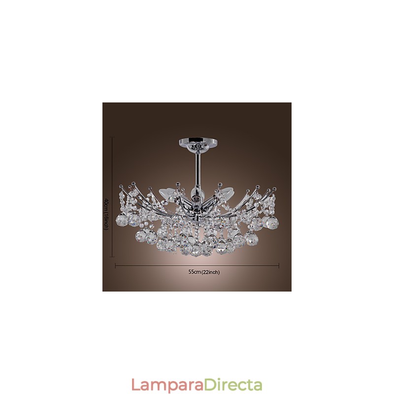 Lujosa lámpara colgante de cristal con 6 luces