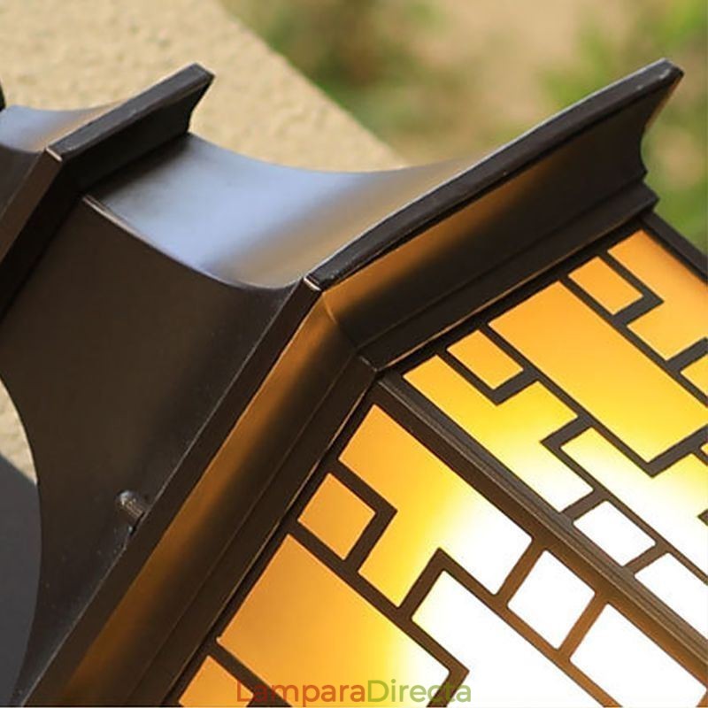 Aplique de pared chino para exteriores, lámpara de pared con rejilla impermeable para ventana