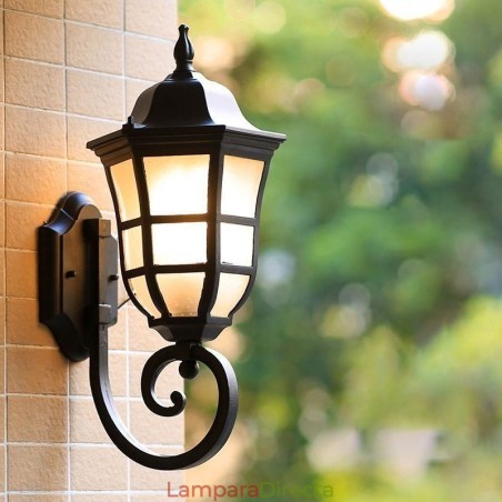 Aplique de pared europeo retro para exteriores, de un solo cabezal, resistente al agua, de vidrio esmerilado. Aplique de pared europeo retro para exteriores, de un solo cabezal, resistente al agua, de vidrio esmerilado.