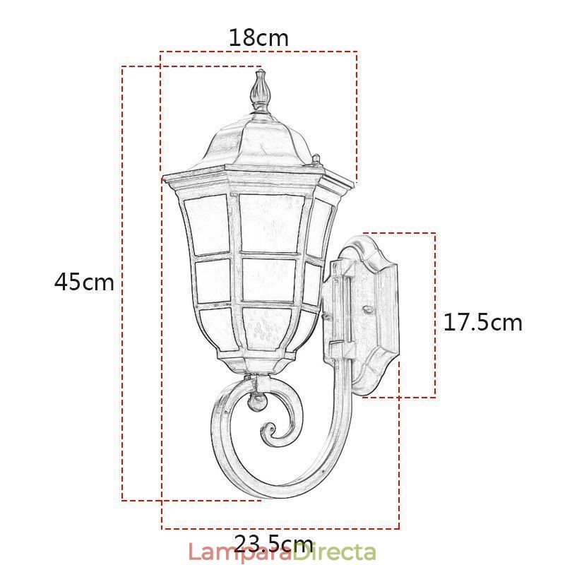 Aplique de pared europeo retro para exteriores, de un solo cabezal, resistente al agua, de vidrio esmerilado.