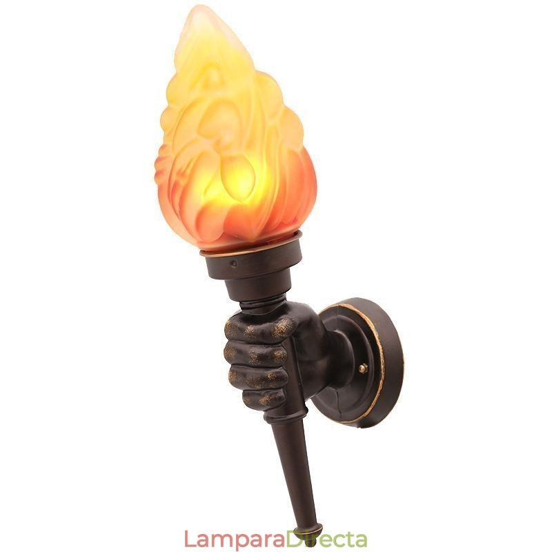 Aplique de pared exterior retro europeo, resistente al agua, con forma de antorcha