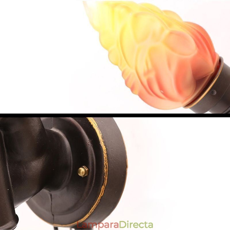Aplique de pared exterior retro europeo, resistente al agua, con forma de antorcha
