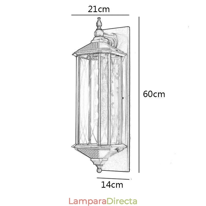 Aplique de pared chino para exteriores, de un solo cabezal, resistente al agua, con serpentina
