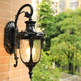 Aplique de pared europeo para exteriores, impermeable, de un solo cabezal, para patio, pasillo y jardín.