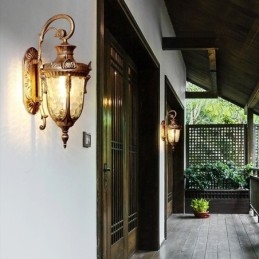 Aplique de pared europeo para exteriores, impermeable, de un solo cabezal, para patio, pasillo y jardín.