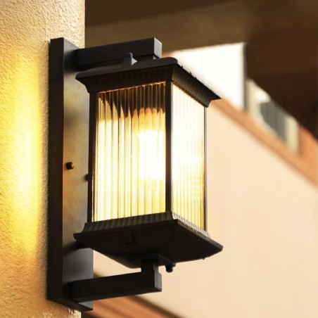 Lámpara de pared de cristal impermeable para exteriores, estilo chino, para patio, pasillo, jardín y balcón. Lámpara de pared de cristal impermeable para exteriores, estilo chino, para patio, pasillo, jardín y balcón.