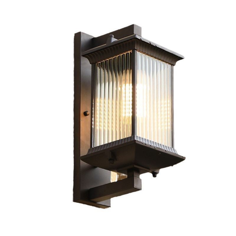 Lámpara de pared de cristal impermeable para exteriores, estilo chino, para patio, pasillo, jardín y balcón.