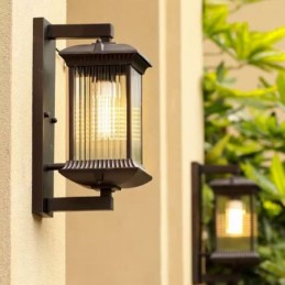 Lámpara de pared de cristal impermeable para exteriores, estilo chino, para patio, pasillo, jardín y balcón.