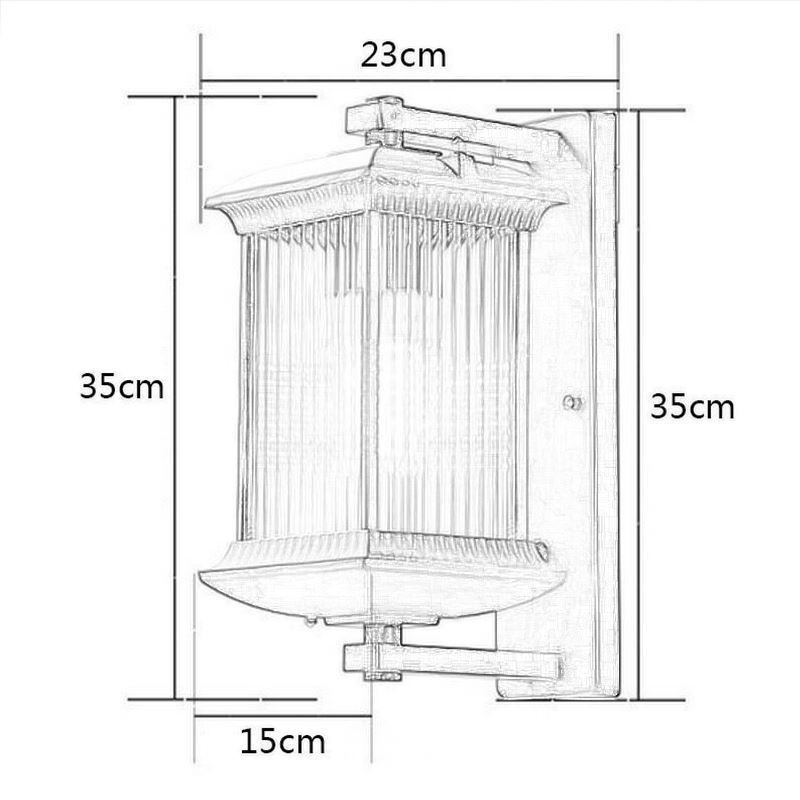 Lámpara de pared de cristal impermeable para exteriores, estilo chino, para patio, pasillo, jardín y balcón.