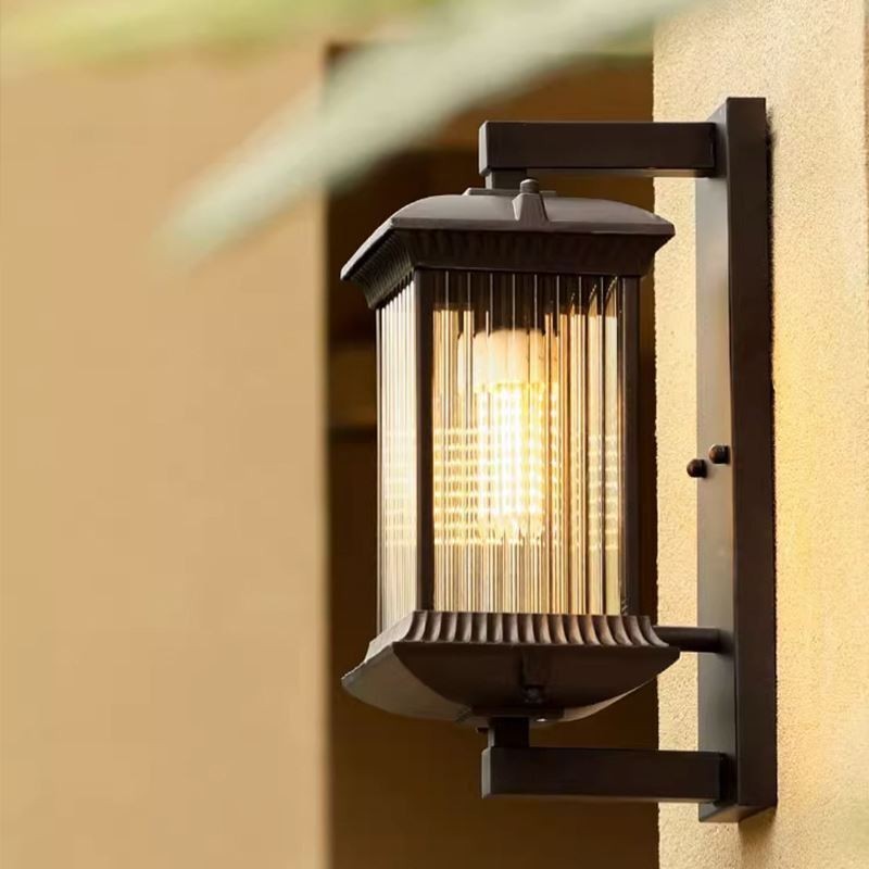 Lámpara de pared de cristal impermeable para exteriores, estilo chino, para patio, pasillo, jardín y balcón.