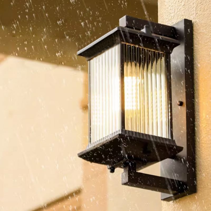 Lámpara de pared de cristal impermeable para exteriores, estilo chino, para patio, pasillo, jardín y balcón.