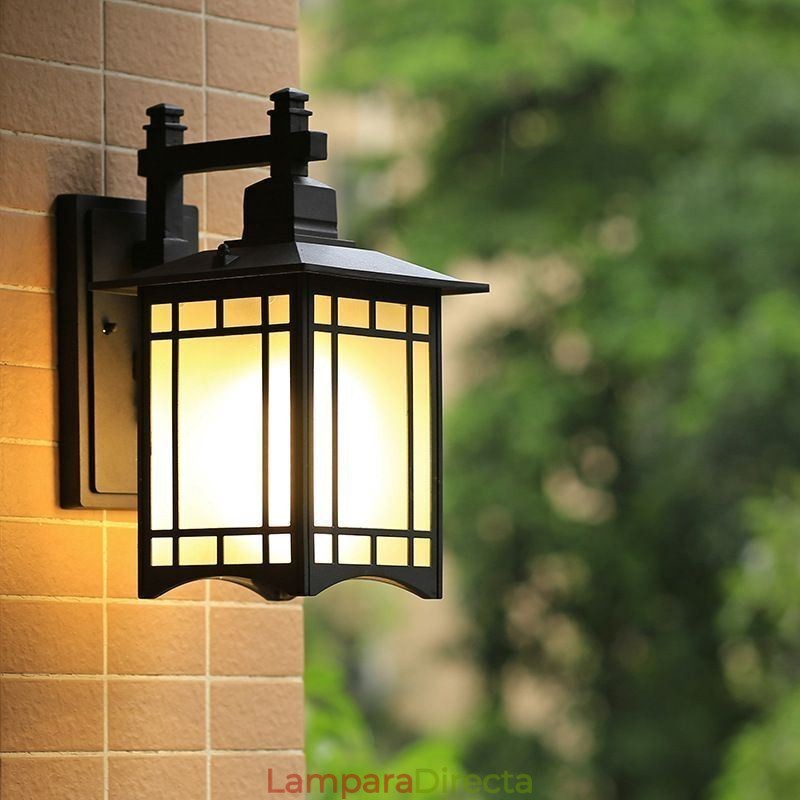 Lámpara de pared estilo chino para exteriores, impermeable, con forma de pabellón, para jardín y balcón.