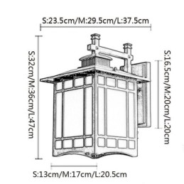 Lámpara de pared estilo chino para exteriores, impermeable, con forma de pabellón, para jardín y balcón.
