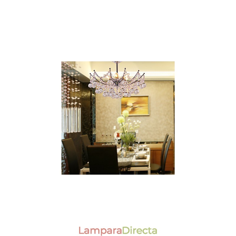 Lujosa lámpara colgante de cristal con 6 luces