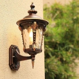 Aplique de pared europeo retro para exteriores, impermeable, tallado, para jardín, balcón y patio.