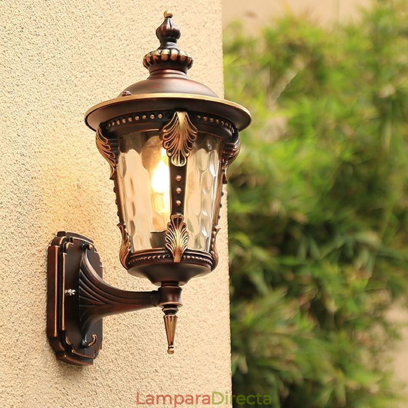 Aplique de pared europeo retro para exteriores, impermeable, tallado, para jardín, balcón y patio.