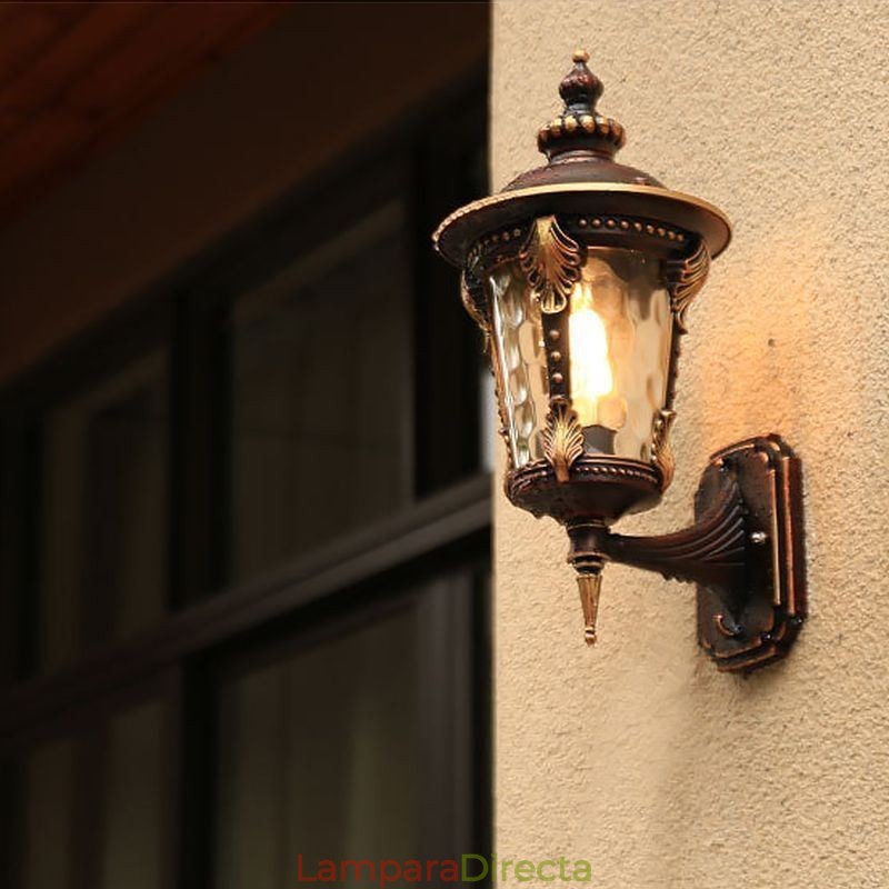 Aplique de pared europeo retro para exteriores, impermeable, tallado, para jardín, balcón y patio.