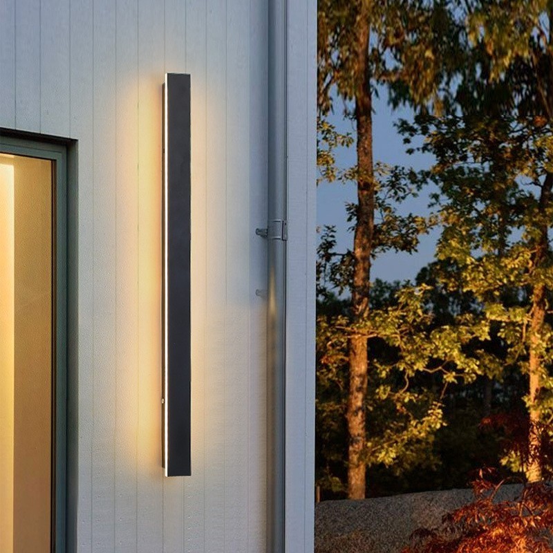 Aplique de pared moderno y contemporáneo para exteriores, largo, IP44, para porche, patio y jardín.