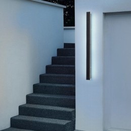 Aplique de pared moderno y contemporáneo para exteriores, largo, IP44, para porche, patio y jardín.