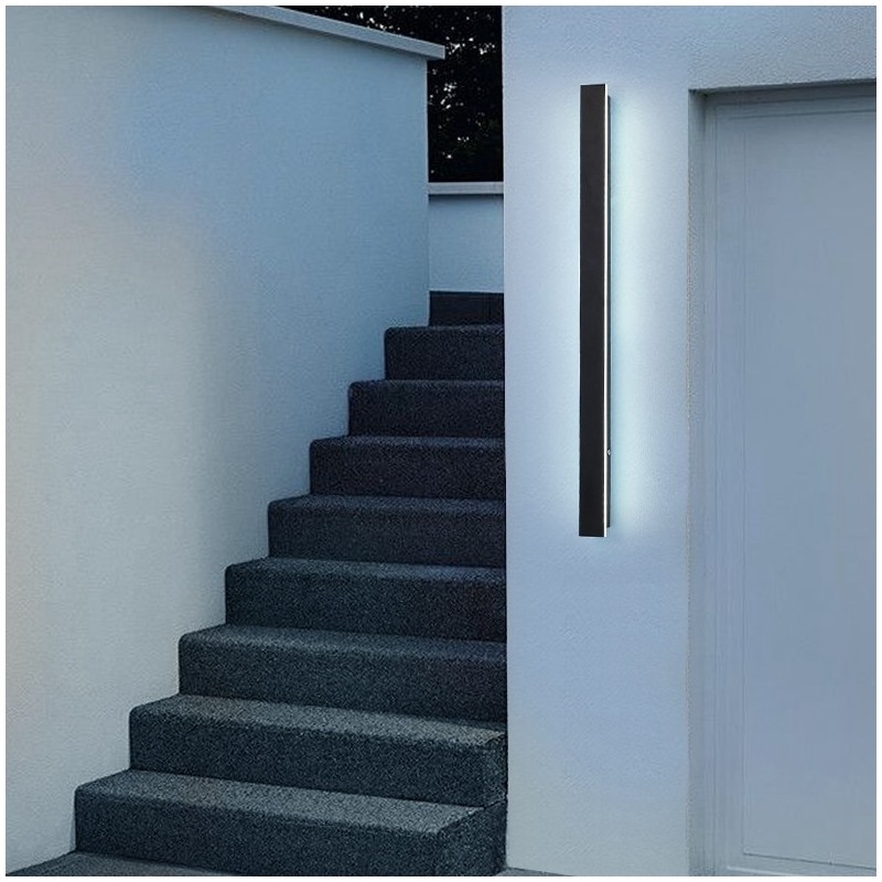 Aplique de pared moderno y contemporáneo para exteriores, largo, IP44, para porche, patio y jardín.