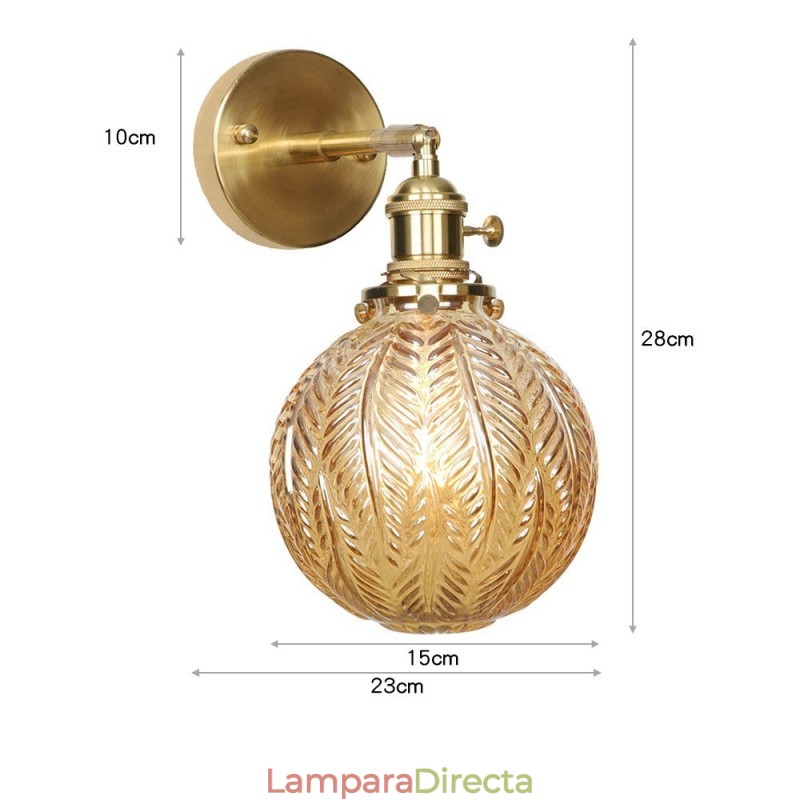 Lámpara de pared moderna con forma de frijol y pantalla esférica de cristal