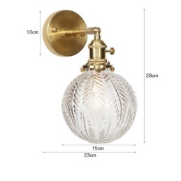 Lámpara de pared moderna con forma de frijol y pantalla esférica de cristal