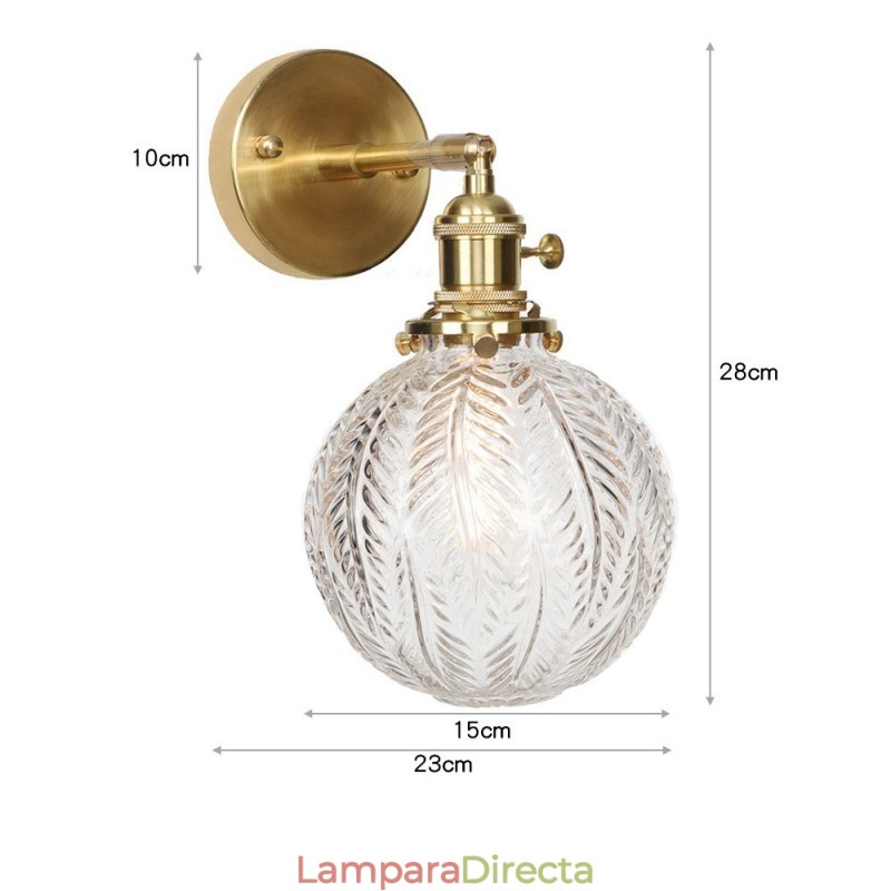 Lámpara de pared moderna con forma de frijol y pantalla esférica de cristal