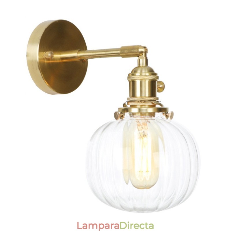 Lámpara de pared moderna con forma de frijol y pantalla esférica de cristal