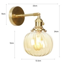 Lámpara de pared moderna con forma de frijol y pantalla esférica de cristal