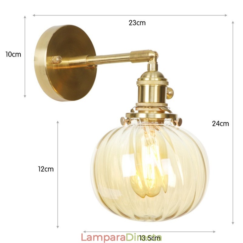 Lámpara de pared moderna con forma de frijol y pantalla esférica de cristal