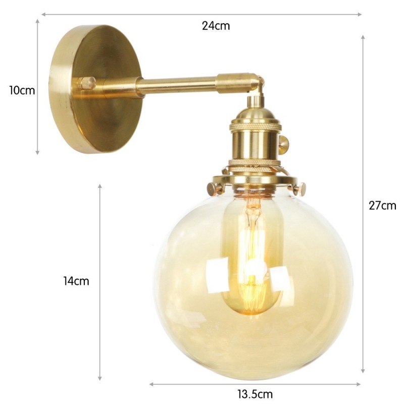 Lámpara de pared moderna con forma de frijol y pantalla esférica de cristal