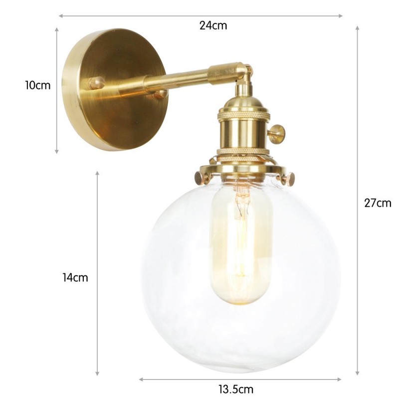 Lámpara de pared moderna con forma de frijol y pantalla esférica de cristal