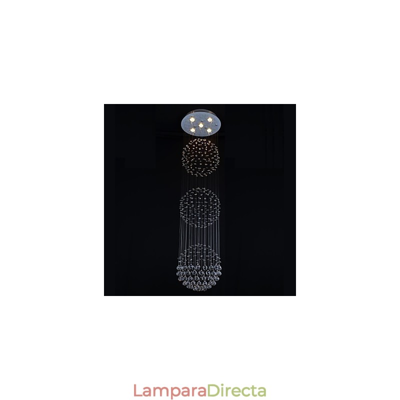 Lámpara de techo moderna contemporánea de metal cromado y cristal