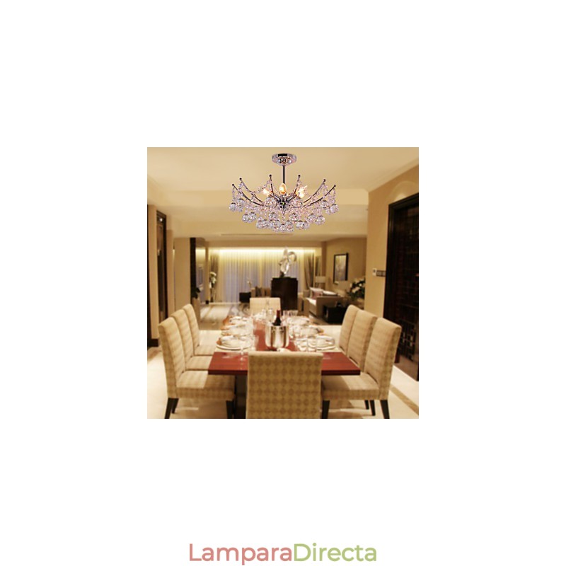 Lujosa lámpara colgante de cristal con 6 luces
