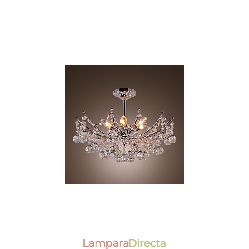 Lujosa lámpara colgante de cristal con 6 luces