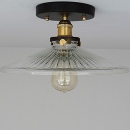 Lámpara de techo de mesa industrial retro estilo campestre americano, 110 V, espiral, vidrio transparente, iluminación decorativa para el hogar