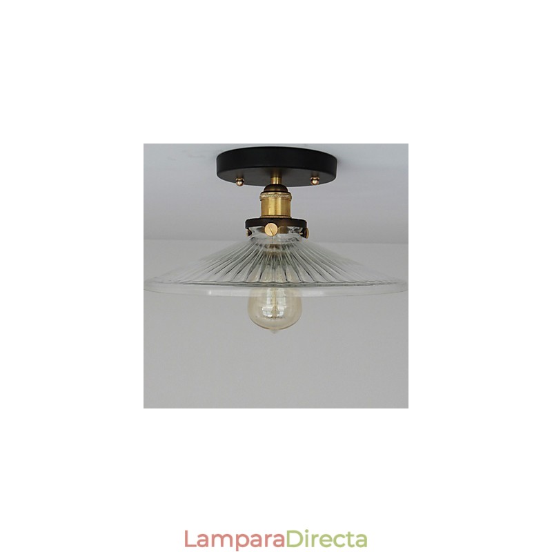 Lámpara de techo de mesa industrial retro estilo campestre americano, 110 V, espiral, vidrio transparente, iluminación decorativa para el hogar